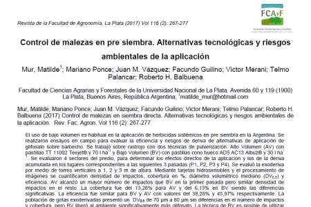 Control de malezas en pre siembra. Alternativas tecnológicas y riesgos